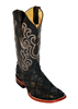 Ferrini Men's Ostrich Patch Square Toe Western Boots - Black
