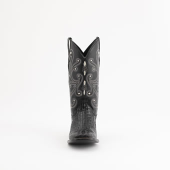 Ferrini Men's Caiman Crocodile Print Square Toe Western Boots - Black #3