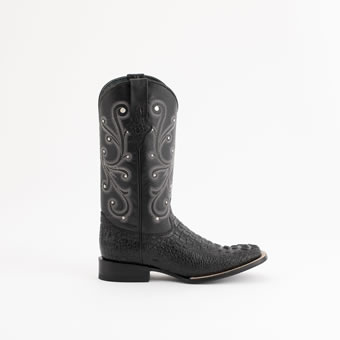 Ferrini Men's Caiman Crocodile Print Square Toe Western Boots - Black #2