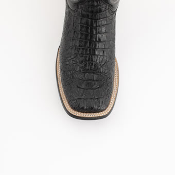 Ferrini Men's Caiman Crocodile Print Square Toe Western Boots - Black #4