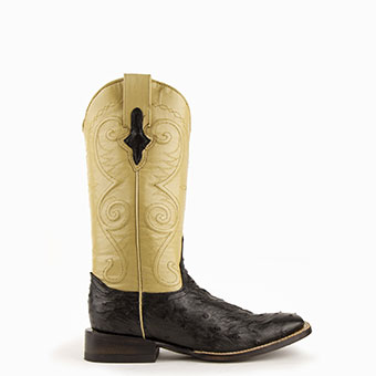 Ferrini Ladies Colt Full Quill Ostrich Square Toe Boots - Cognac #3