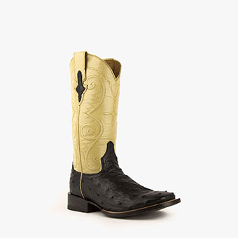 Ferrini Ladies Colt Full Quill Ostrich Square Toe Boots - Cognac #1