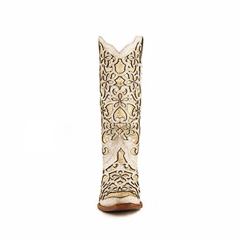 Ferrini Ladies Bliss Gold Shimmer Cowgirl Boots - White/Gold #3