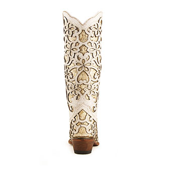 Ferrini Ladies Bliss Gold Shimmer Cowgirl Boots - White/Gold #4