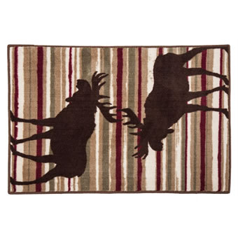 Moose Chocolate & Cranberry Stripe Kitchen/Bath Rug