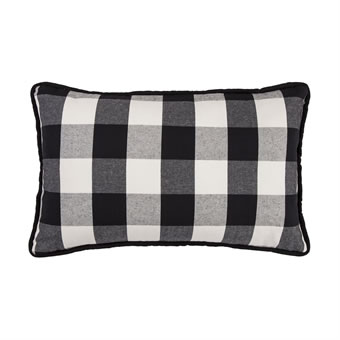 Camille Buffalo Check Lumbar Pillow - Black & Natural