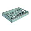 Distressed Wooden Tray w/Scrolls - Turquoise