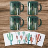 Tossed Feather Mug and Cactus Coaster 8-Piece Set