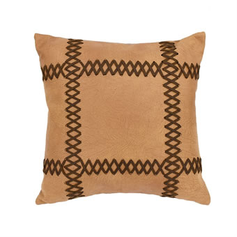 Faux Leather Stitched Decorative Throw Pillow