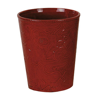 Savannah Ceramic Bathroom Wastebasket - Red