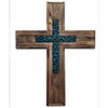 Distressed Wood & Turquoise Rock Cross Wall Decor