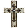 Distressed Wood Cross Wall Decor w/Antique Metal Overlay
