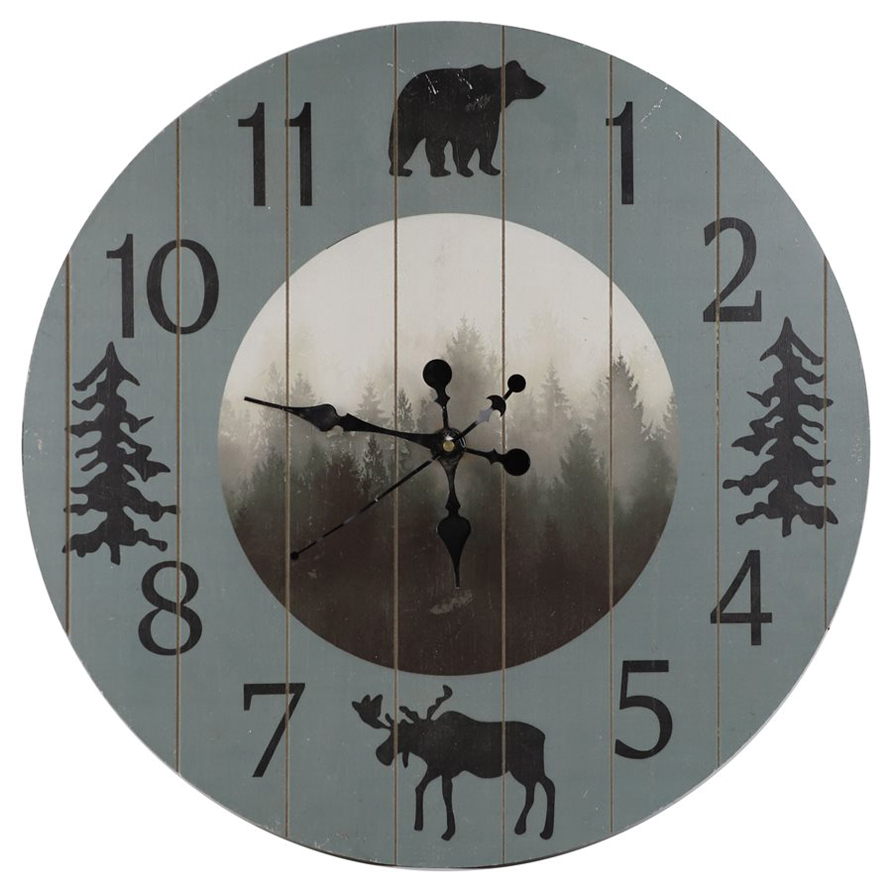 Pungo Ridge Foggy Forest Rustic Lodge Wall Clock, Wall Decor, WD2216