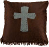Cheyenne Faux Tooled Leather Pillow w/Cross - Turquoise
