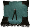 Cheyenne Scalloped Faux Tooled Leather Pillow - Turquoise