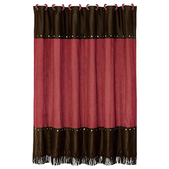 Cheyenne Faux Tooled Leather Shower Curtain - Red