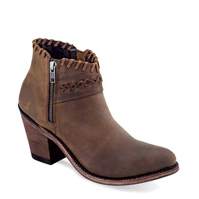 Pungo Ridge - Old West Ladies Zip Fashion Shorty Boot - Brown, Old West ...