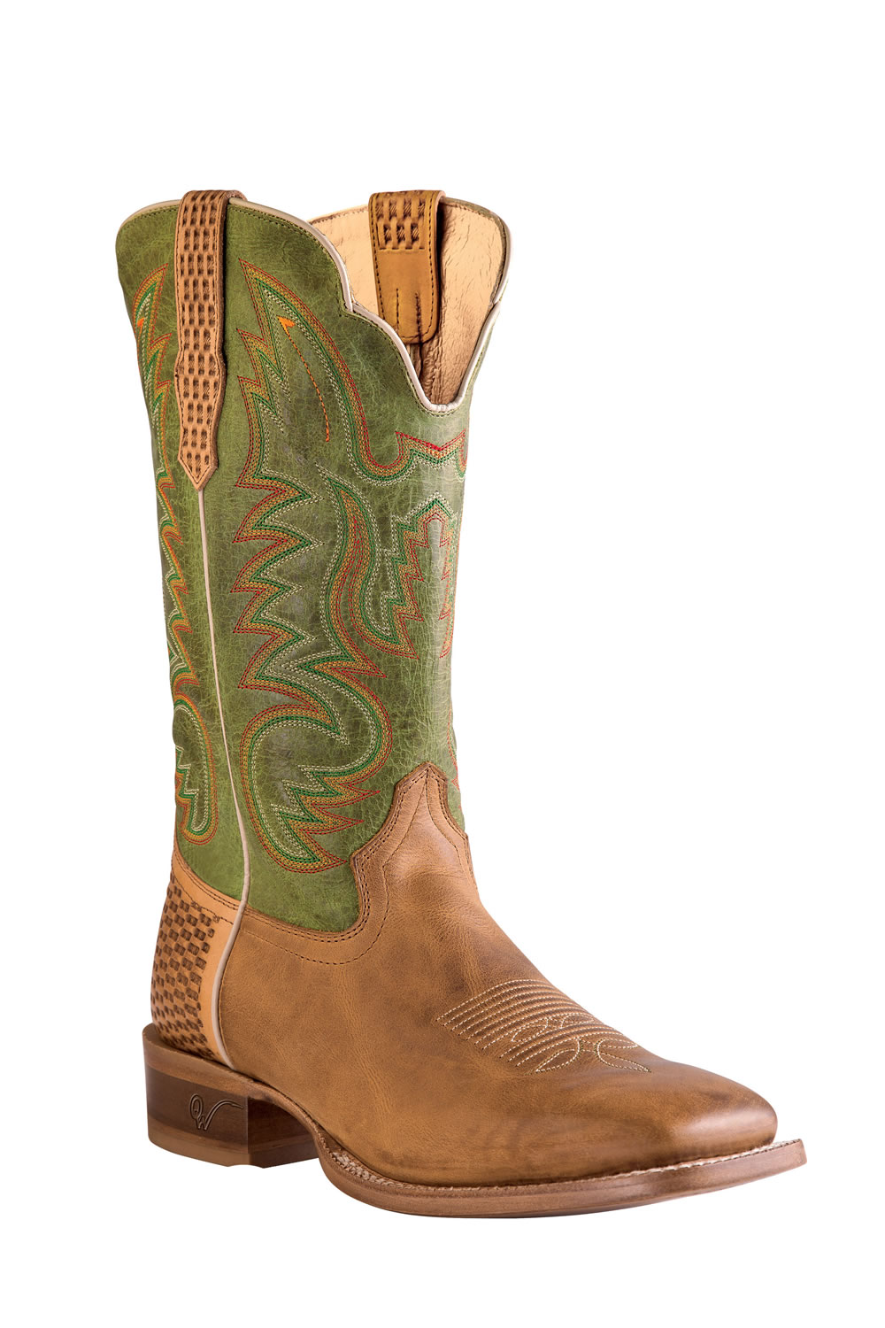 Pungo Ridge Old West Outlaw Men's Square Toe Boots Tan/Green