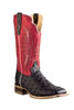 Old West Outlaw Men's Square Toe Ostrich Print Boots - Chocolate/Red