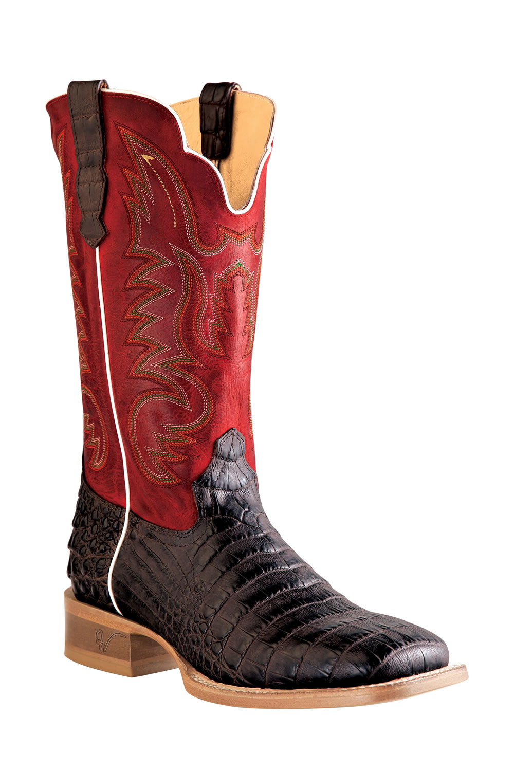 Pungo Ridge - Old West Outlaw Men's Square Toe Belly Caiman Print Boots ...