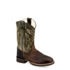 Old West Youth's Broad Round Toe Boots - Brown/Olive