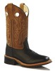 Old West Youth's Broad Square Toe Boots - Black/Tan