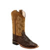 Old West Youth's Print Horn Back Gator Boots - Brown/Tan