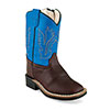 Old West Toddler's Square Toe Boots - Rust/Blue