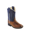 Old West Toddler's Square Toe Boots -  Brown Oily/Snuffed Blue