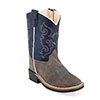 Old West Toddler's Square Toe Boots -  Grey Suede/Dark Blue