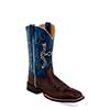 Old West Men's Broad Square Toe Boots - Dark Brown/Blue