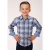 Roper Boys L/S Amarillo Plaid Western Shirt - Cool Breeze