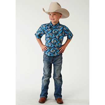 Roper Boy's S/S Blue Tropics Western Shirt #2