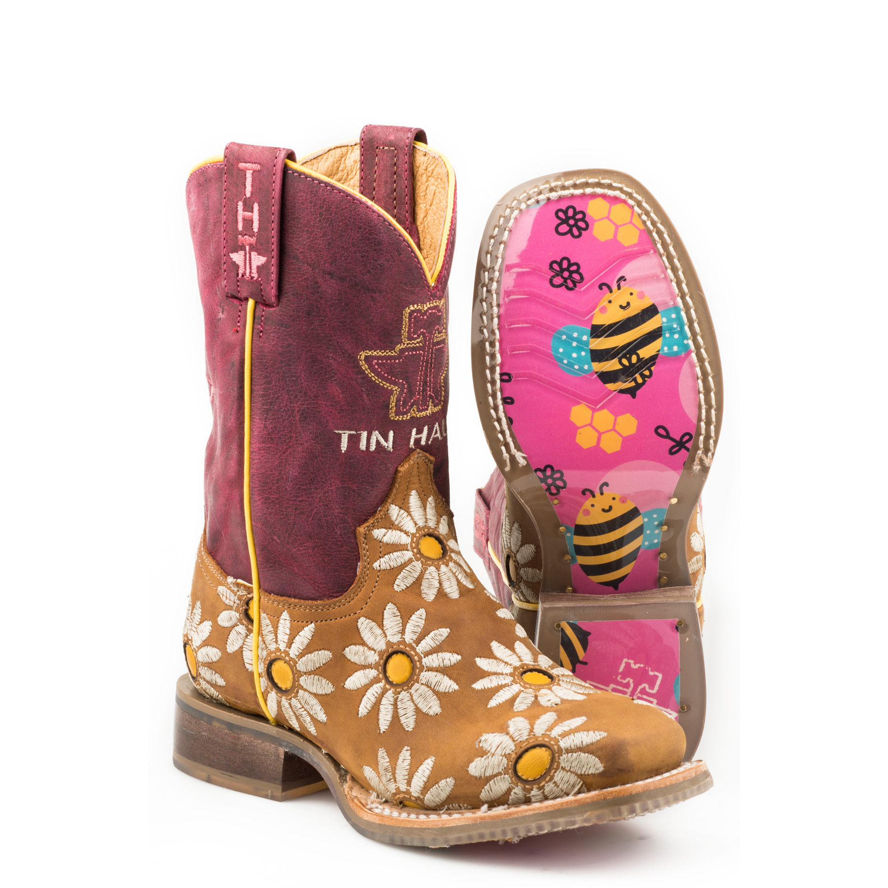 Pungo Ridge - Tin Haul Kid's Lil Blossom Boots w/Bumblebees Sole, Kids Tin Haul Boots, 14-018 