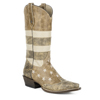 Roper Ladies Vintage Americana Flag Snip Toe Boots - Brown