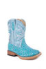 Roper Toddler's Floral Bling Square Toe Boots - Turquoise