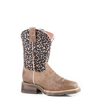 Roper Toddler's Cheetah Square Toe Boots W/Geo Sole