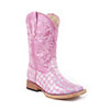 Roper Children's Checkered Bling Square Toe Boots - Pink