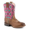 Roper Kid's Arizona Square Toe Boots - Brown/Pink
