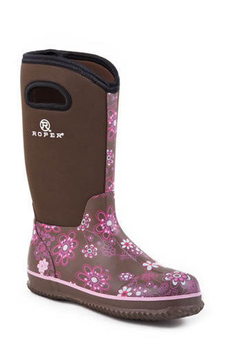 Roper Ladies Neoprene Barn Boot - Brown/Pink