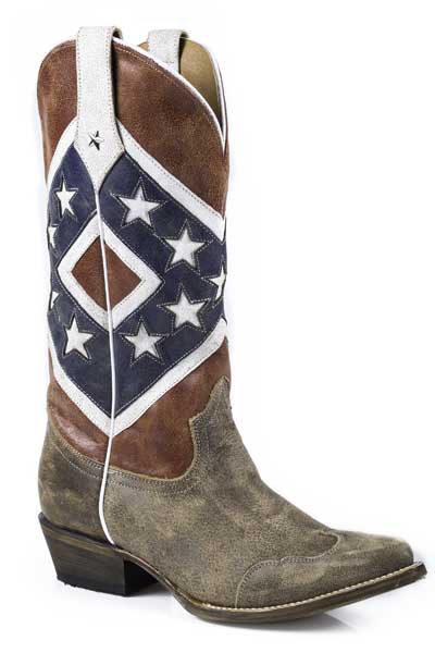 Pungo Ridge - Roper Ladies Snip Toe Distressed Rebel Flag Boots, Ladies ...