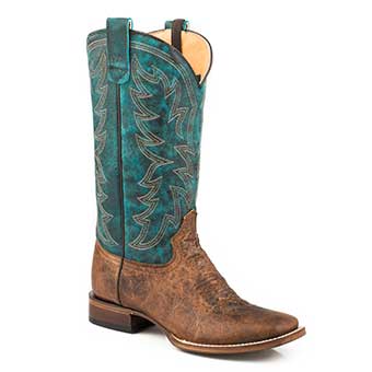 Roper Ladies Quiet Action Concealed Carry Boots - Vintage Brown/Turquoise #1