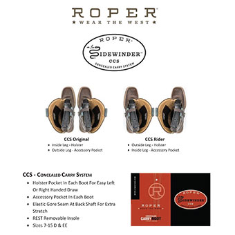 Roper Men's Pierce Concealed Carry Boots w/Embossed Caiman - Cognac/Brown #2