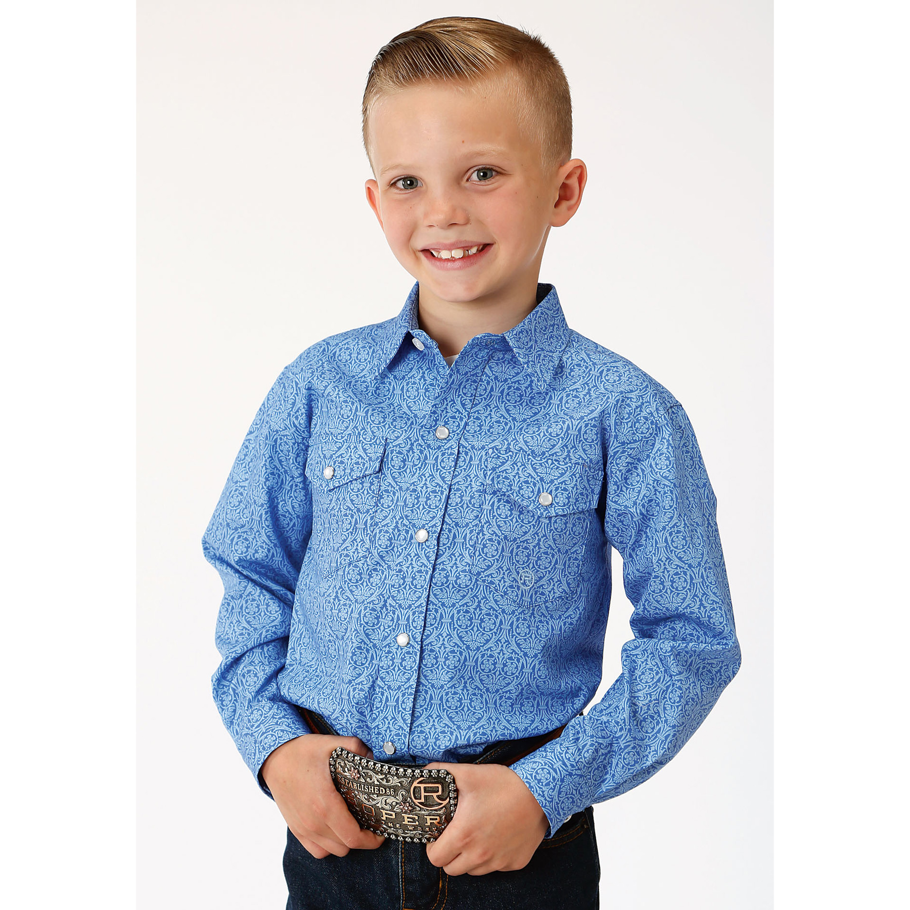 Pungo Ridge - Roper Boys L/S Amarillo Wallpaper Print Western Shirt ...