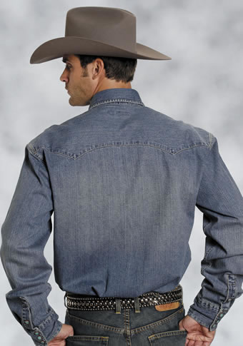Stetson Men's Classic Denim Shirt w/Designer Snaps - Blue #2