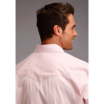 Stetson Men's Long Sleeve Solid Pearl Snap Western Shirt - Pink #2