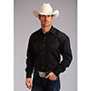 Stetson Men's Long Sleeve Solid Peached Western Shirt - Black w/Chambray Trim