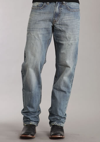 Stetson Men's 1520 Standard Straight Leg Jeans w/Blasting - Medium Wash