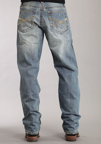 Stetson Men's 1520 Standard Straight Leg Jeans w/Blasting - Medium Wash #2