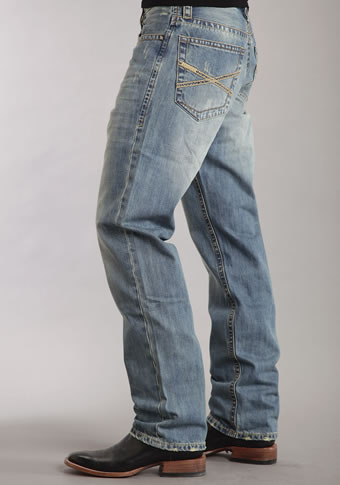 Stetson Men's 1520 Standard Straight Leg Jeans w/Blasting - Medium Wash #3